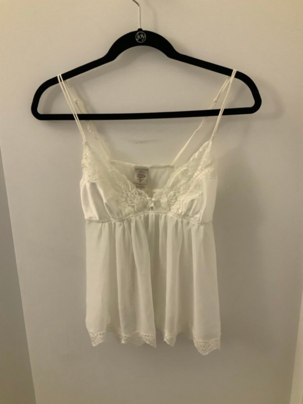 In Bloom by Jonquil White Lace Trim Satin Camisole Top Size S